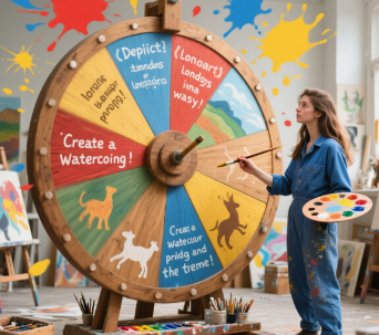 Wheel-based art prompt generator