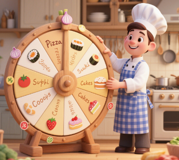Wheel games for cooking recipes