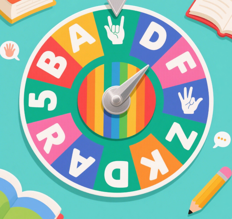 Sign language alphabet spinner